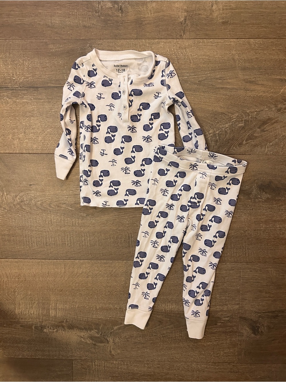 Roller Rabbit Boys Whale Print Pajama Set - White and Navy